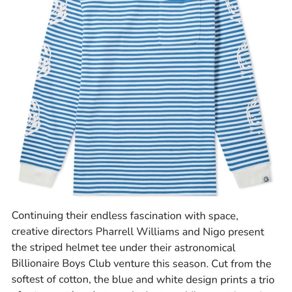 Billionaire Boys Club Blue and White Striped Long Sleeve Tee